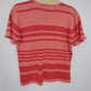 Fundamental Things T-Shirt Coral Pink Striped V Neck Top Women Medium Acrylic