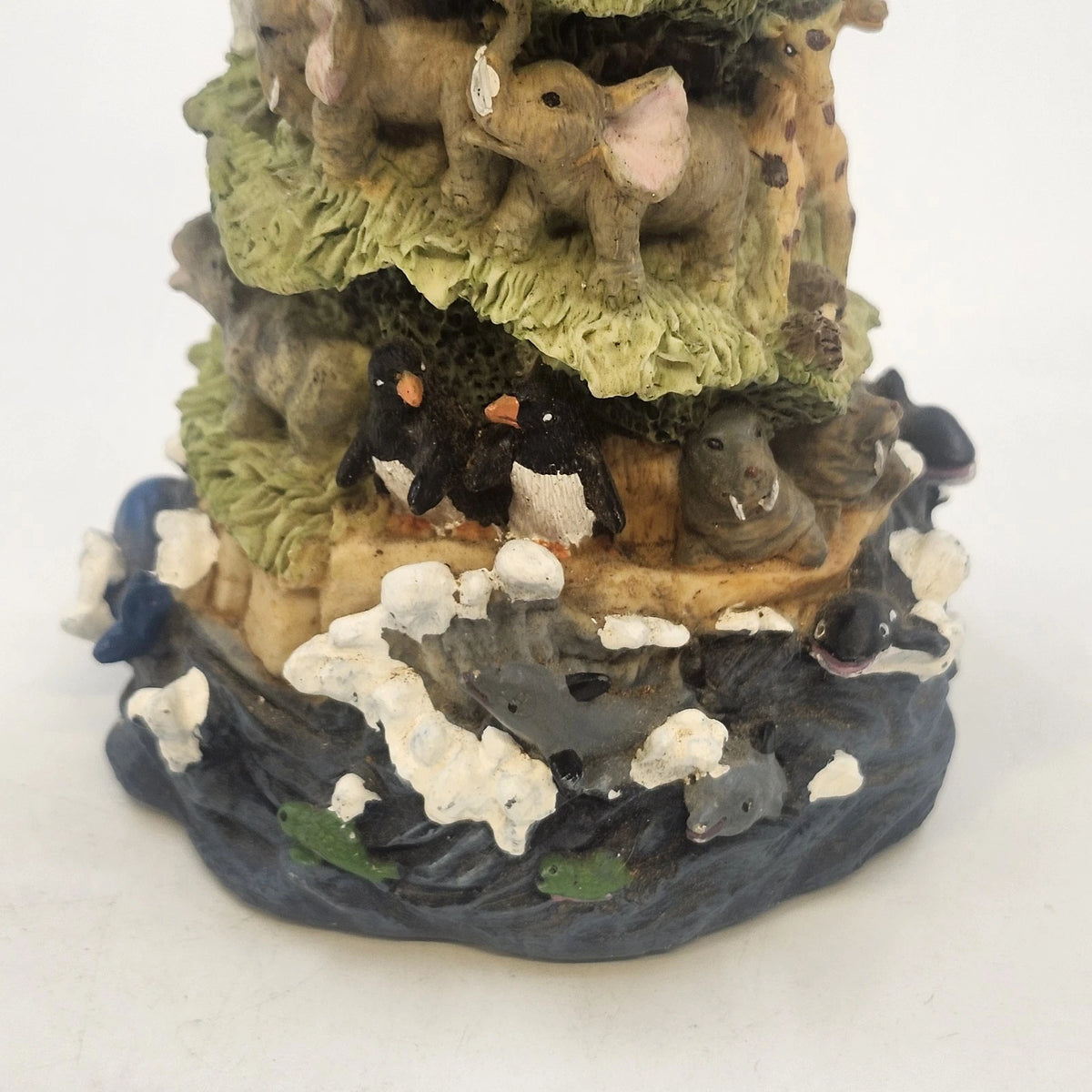 Noah's Ark Animal Spiral Tower Music Box Wildlife Figurine 10" Ceramic TLC China