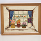 1970s Crewel Thur The Window Finished Framed Needlepoint Picture Vintage Yarn