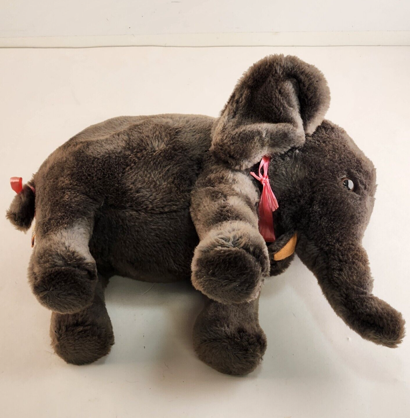 R Dakin Standing Elephant Gray Plush Stuffed Animal Toy 8" Vintage 1970s