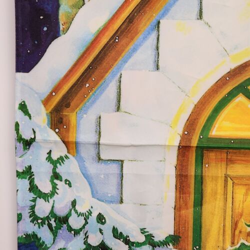 Winter Cottage House Flag Briarwood Lane by Donna Race 28" x 40" Vintage