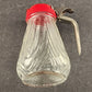 Diner Style Syrup Dispenser Glass Base Melmac Lid Stainless Steel Handle