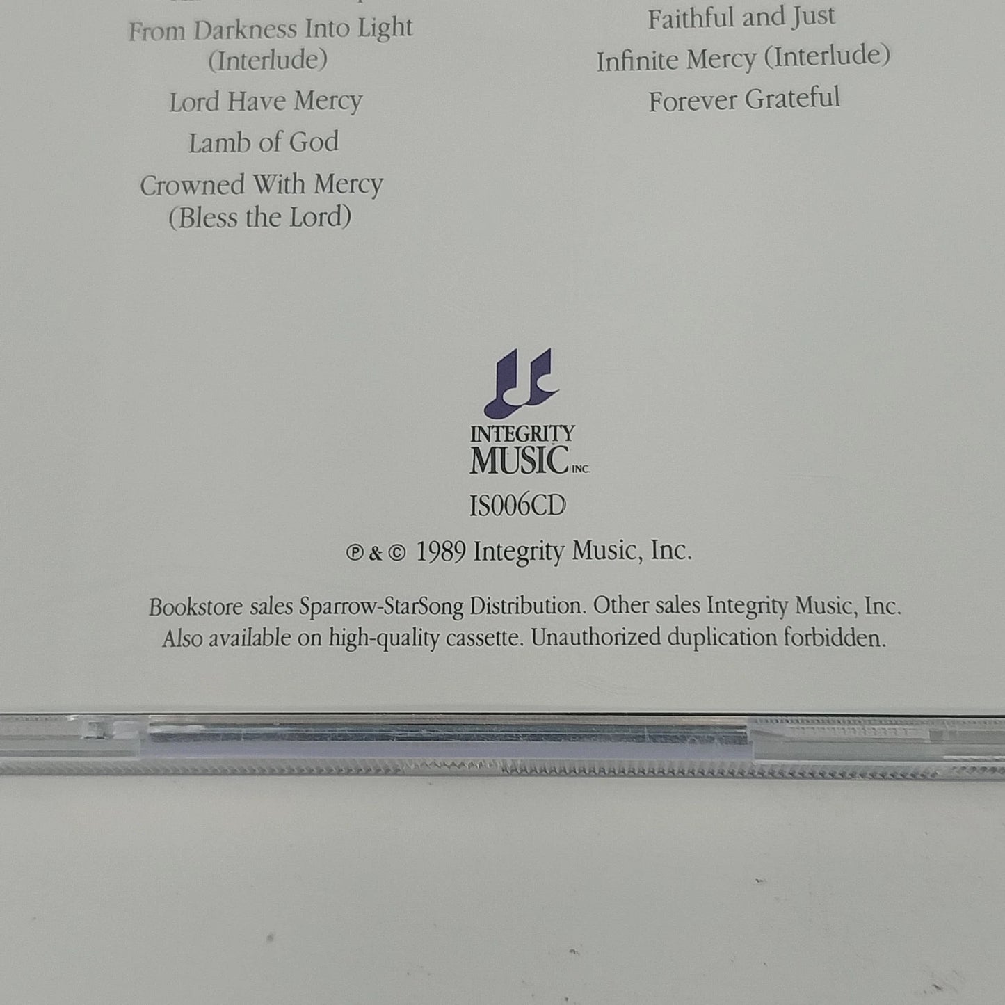 Integrity Music Experience Mercy Instrumental CD 1989 Christian Worship Praise