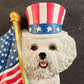 Bichon Frise Refrigerator Magnet US Flag Flying Dog Figurine Willabee Ward MBI