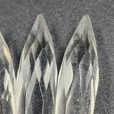 4 Icicle Spear Crystal Glass Antique Chandelier Prisms 3"x0.5" w Wire Connector