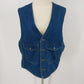 Liz Wear Denim Vest Size L 100% Cotton V-Neck Sleeveless Pockets Metal Buttons