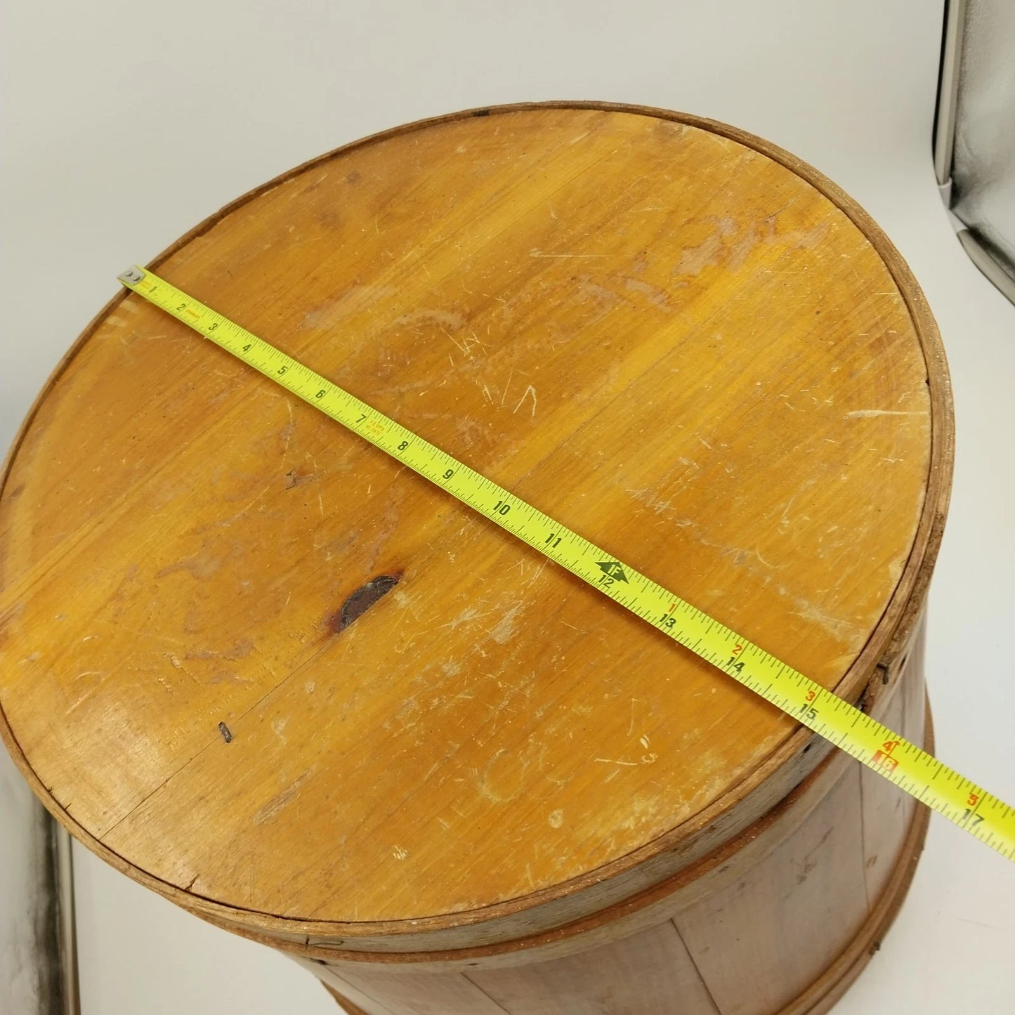 Shaker Firkin Primitive Wooden Sugar Pail Bucket Pantry Box No Handle 15" x 14"