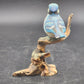 Molded Painted Blue Jay Bird Sculpture Resin 5.5" Perched On Branch Figurine Vtg