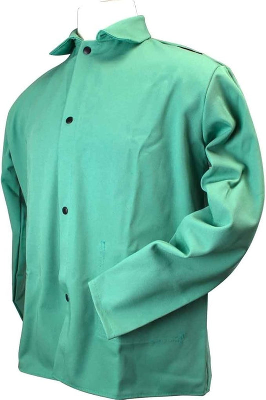 Proban FR-7A Flame Resistant Welding Coveralls Green Medium Zipper & Snap Front