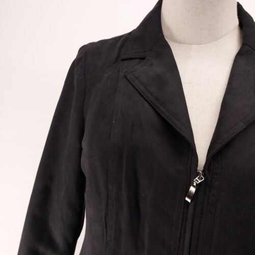 Studio Works Women's Black Zip Jacket Size 4P Lightweight Notched Collar