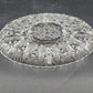 Brilliant Cut Glass Oval Divided Veggie Tray Stars Lines Scallop Edge Center Lid