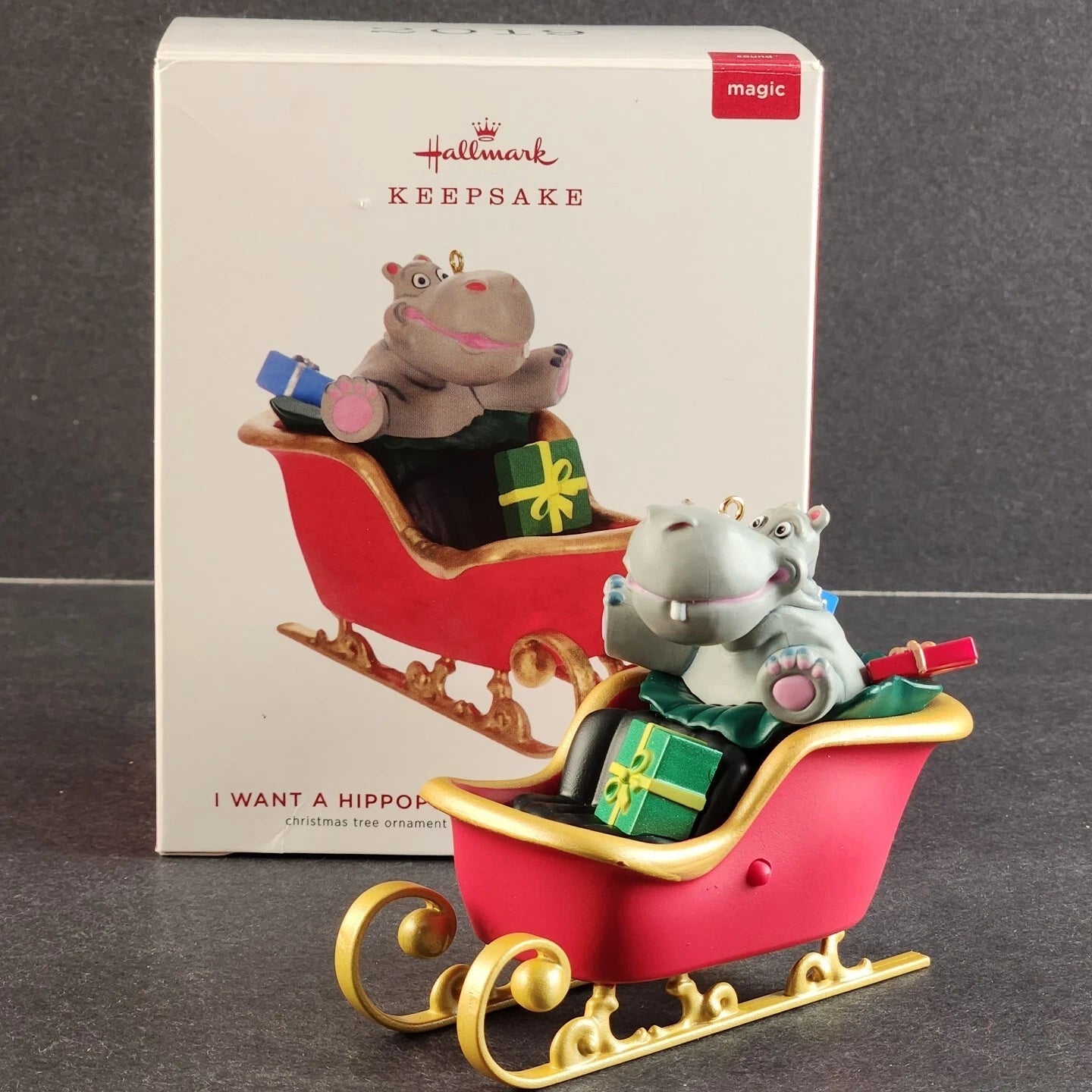 Hallmark Keepsake Singing Ornament I Want a Hippopotamus for Christmas Decor 3"