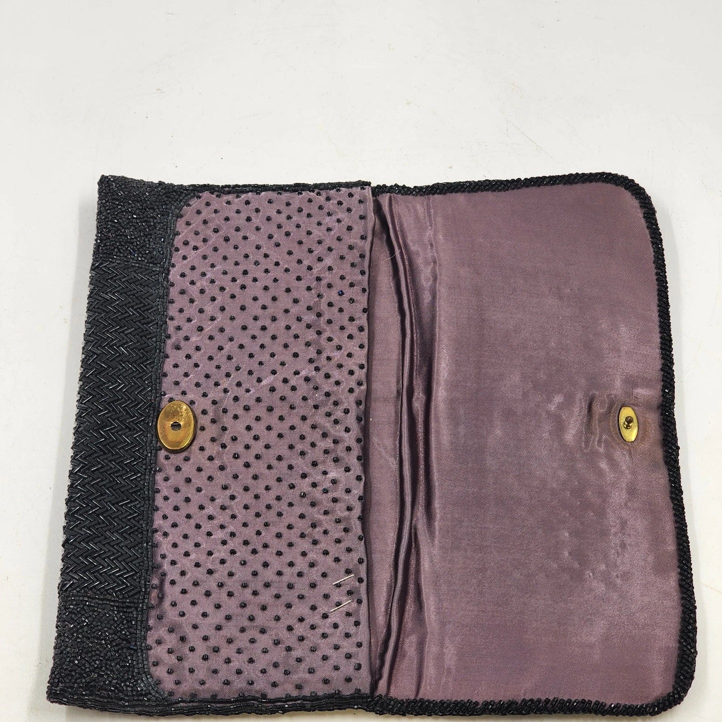 Black Beaded Clutch Purse Evening Set w Matching Eyeglass Holder Handmade Vtg