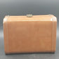 Brown Naugahyde Overnight Train Makeup Case 12" Mirror Liner Water Damage 1950s