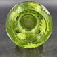 Daisy Green Swirl Glass Vase Hand Painted White Daisies Mid Century Style 7” Vtg