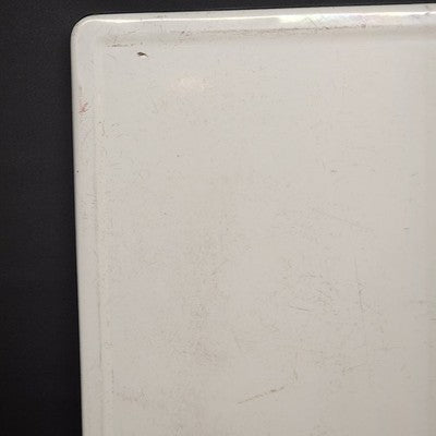 Enamel Tabletop Counter Vintage Rustic White Black Edges Wood Frame 38" As-Is