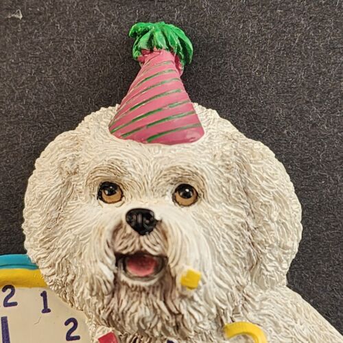 Bichon Frise Refrigerator Magnet New Years Eve Dog Figurine Willabee Ward MBI