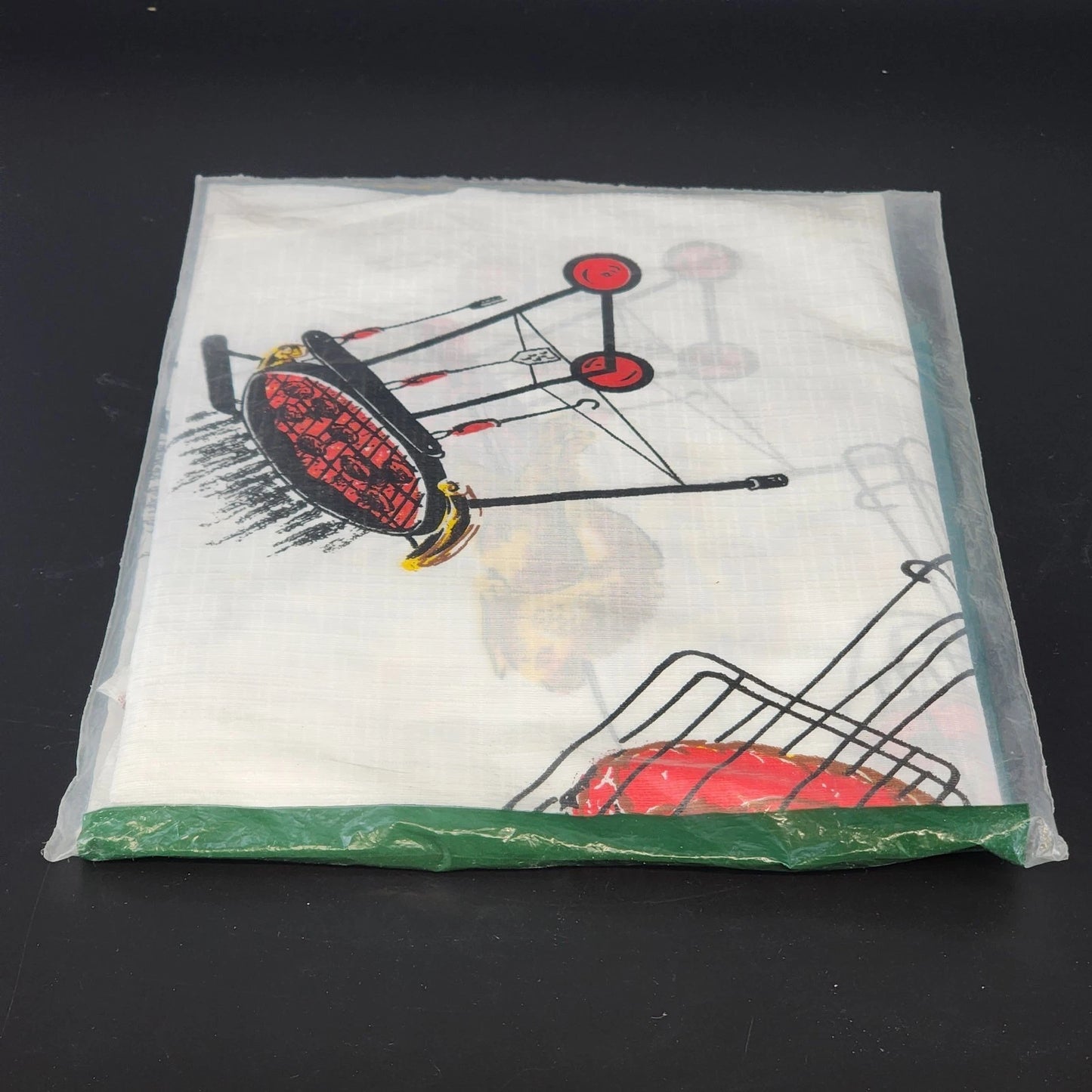 Barbecue Tablecloth 54x72 White Waterproof Plastic Wipe Clean Picnic NOS Vintage