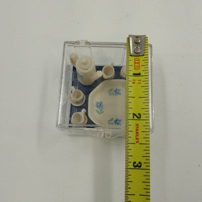 10-Piece Miniature Tea Set White Blue Floral Just For You 2" Decorative
