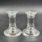 2 Heavy Clear Glass Candlestick Holders Pillar Round Height Choice Poland Vtg