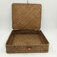 2 Seagrass Wicker Storage Baskets w/ Lids Flat Organizer Home Decor 13x11x3