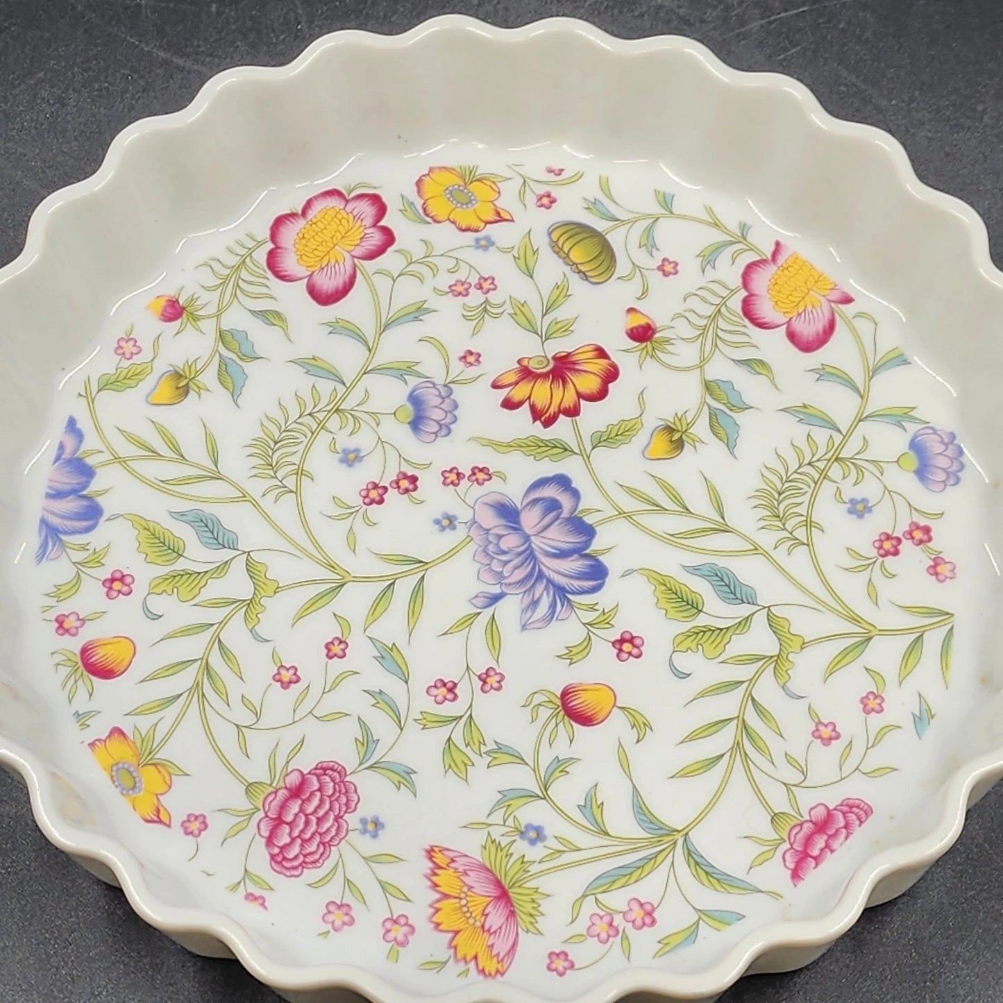 Avignon Toscany Fine China Pie Quiche Dish 10" Floral Pattern Japan Discontinued