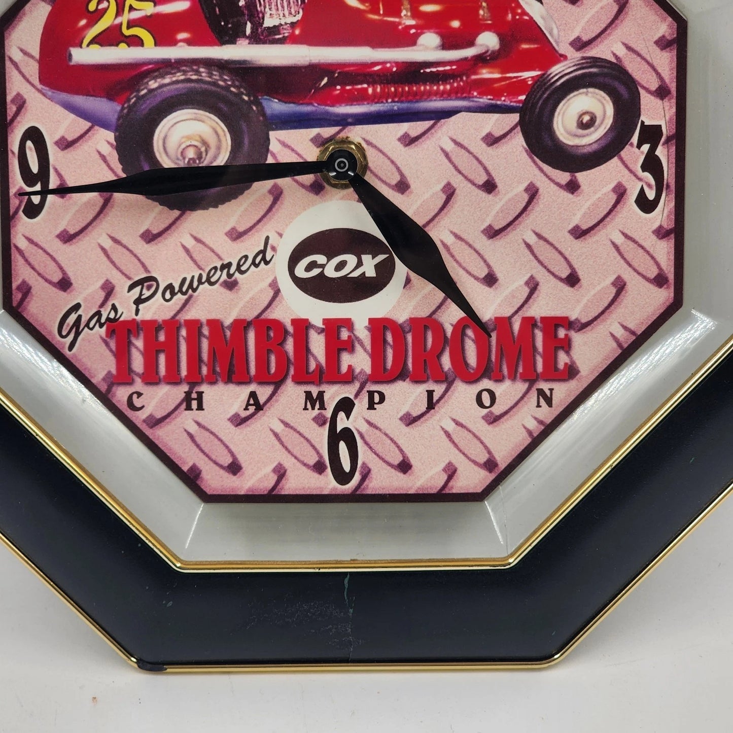 Cox Thimble Drome Champion Wall Clock 11.25" Gas Powered Race Car Octagon Quartz