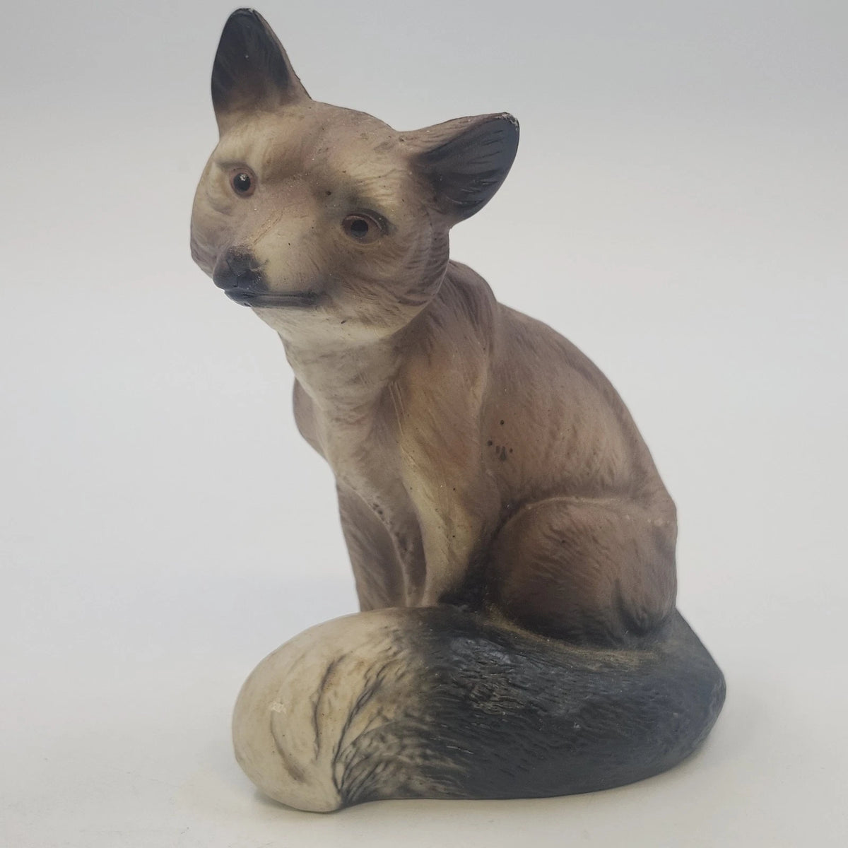 Fox Figurine 5.5" Sitting Brown Cream Bushy Tail Wildlife Animal Rustic Decor