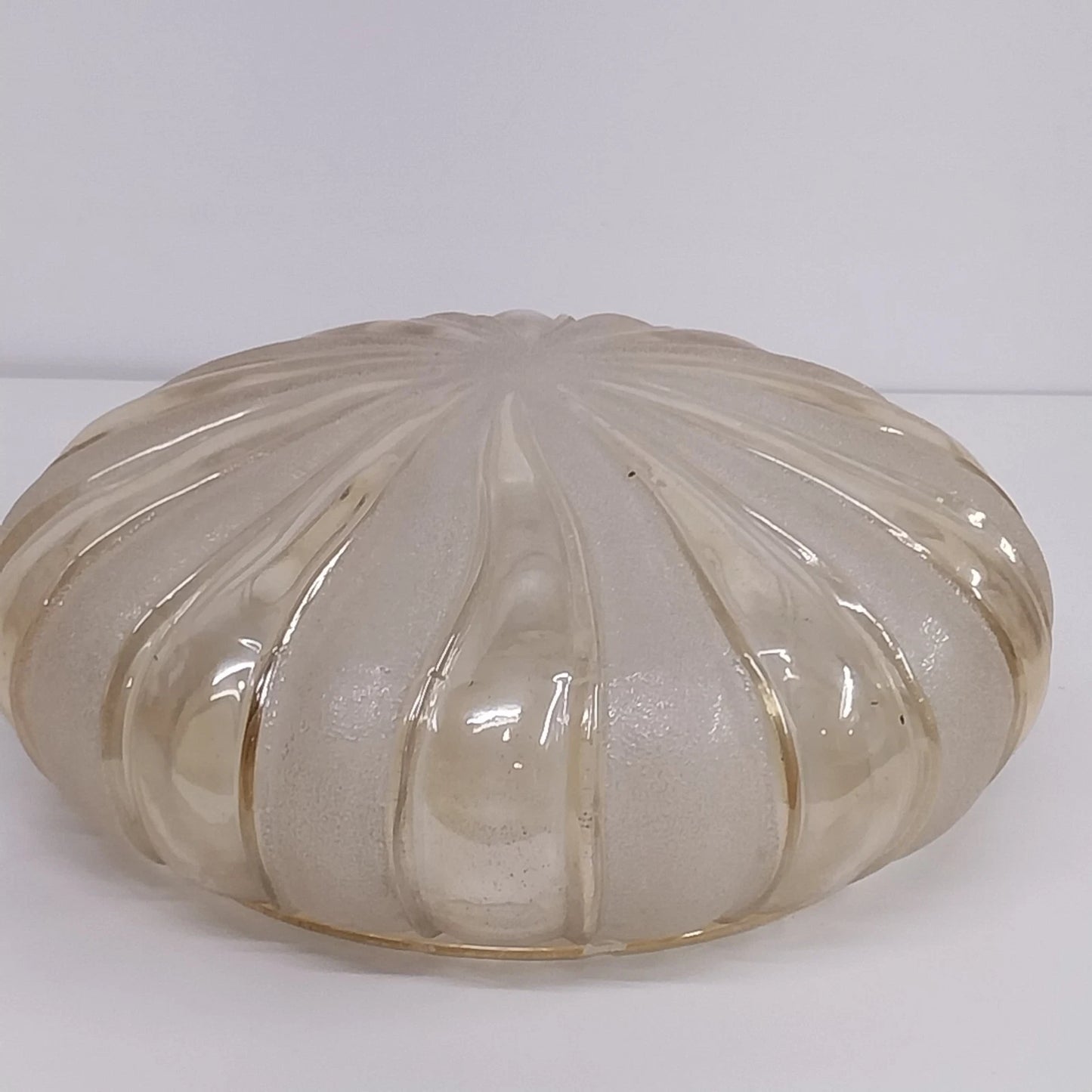 Amber Glass Ceiling Light Shade 12" Ribbed Pumpkin Flush Mount 9" Fitter Vintage
