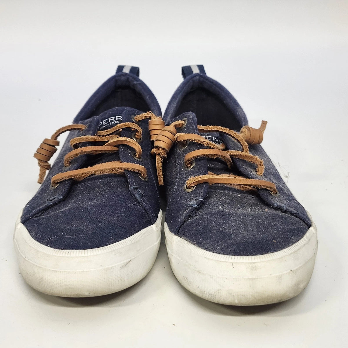 Sperry Crest Vibe Top Sider Navy Blue Canvas Sneakers Women's 7.5 Memory Foam