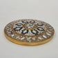 Gold Tone Round Pocket Mirror 2.75" Beaded Ornate Geometric Mosaic Star Design