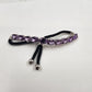 Silver Tone & Purple Crystal Glass Faceted Rhinestone Black Corded Bracelet 3.5"