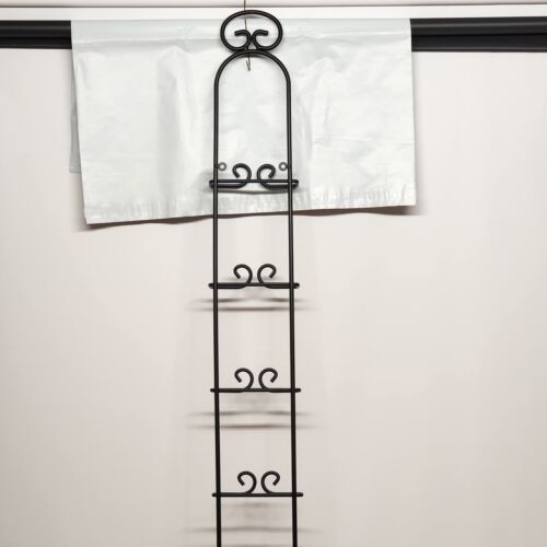 Black Steel Bar Plate Rack Wall Mount Kitchen Vertical Holds 6 Plates 51" Tall