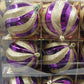 9 pc Purple Gold Swirl Balls Shatterproof Christmas Ornaments Gold Glitter 3.75"
