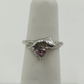 Pink Rhinestone Pinky Ring Sz 4.5 Silver Tone Setting w/ Box