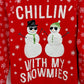 Freeze Chillin' With My Snowmies Sweatshirt Juniors 11-13 Christmas Snowman Vtg