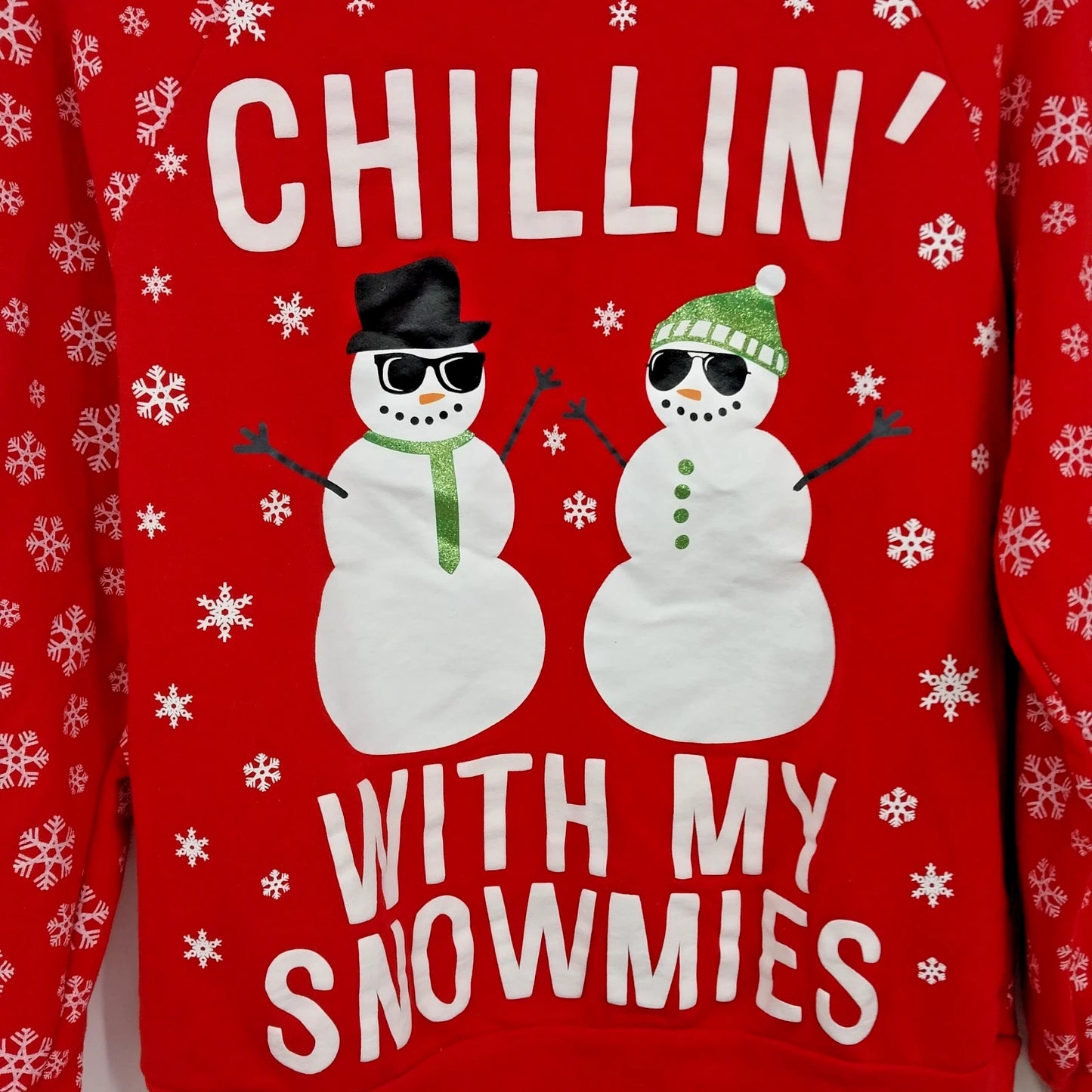 Freeze Chillin' With My Snowmies Sweatshirt Juniors 11-13 Christmas Snowman Vtg