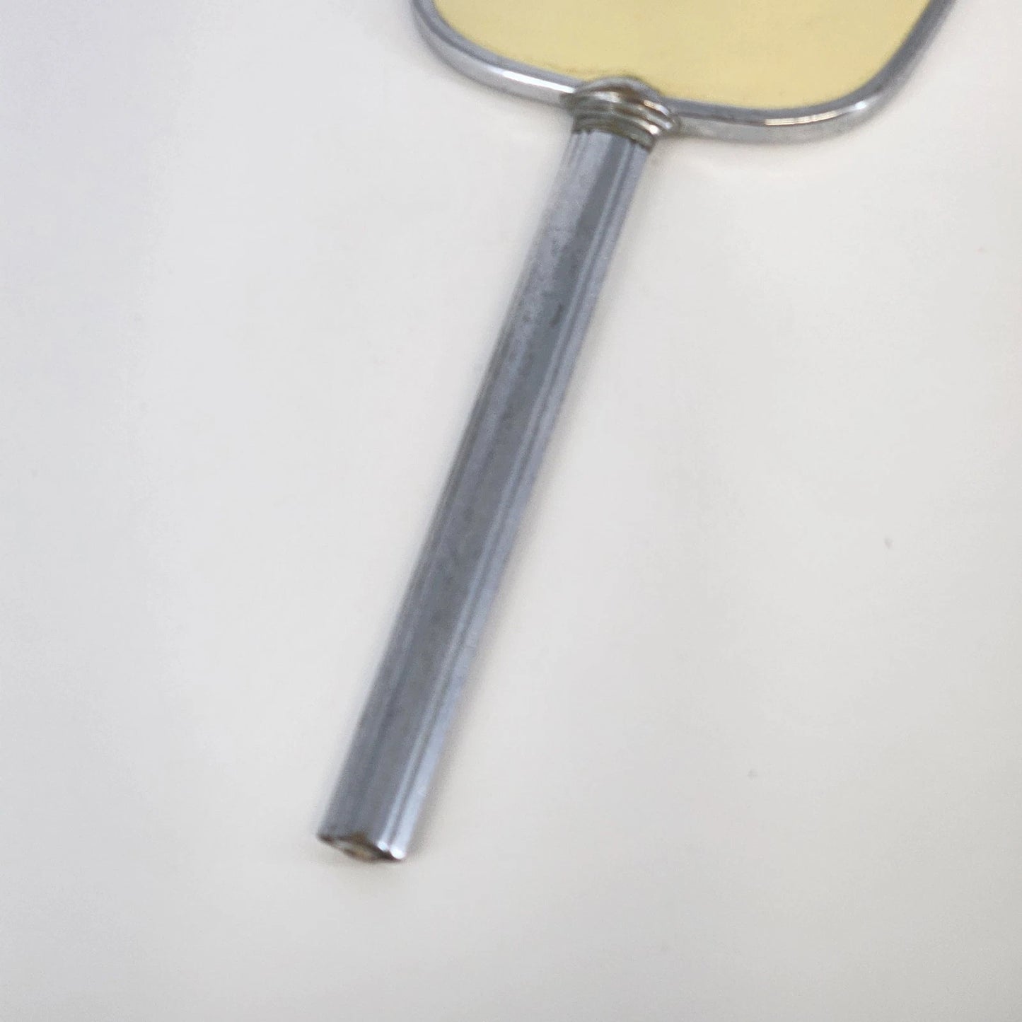 Hand Mirror 12.5" Silver & Yellow Beveled Glass Cameo Rose Flower Vanity Decor