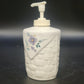Pfaltzgraff April Soap Lotion Pump Dispenser 6.5" Ceramic Floral Basketweave Vtg