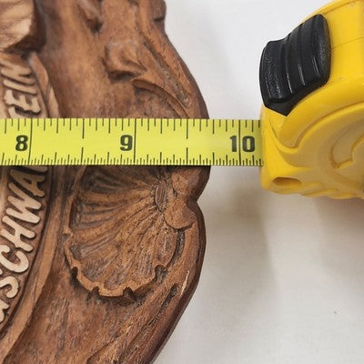 Germany Neuschwanstein Castle Vintage Hand Carved Wood Resin Wall Plate 9.5 "
