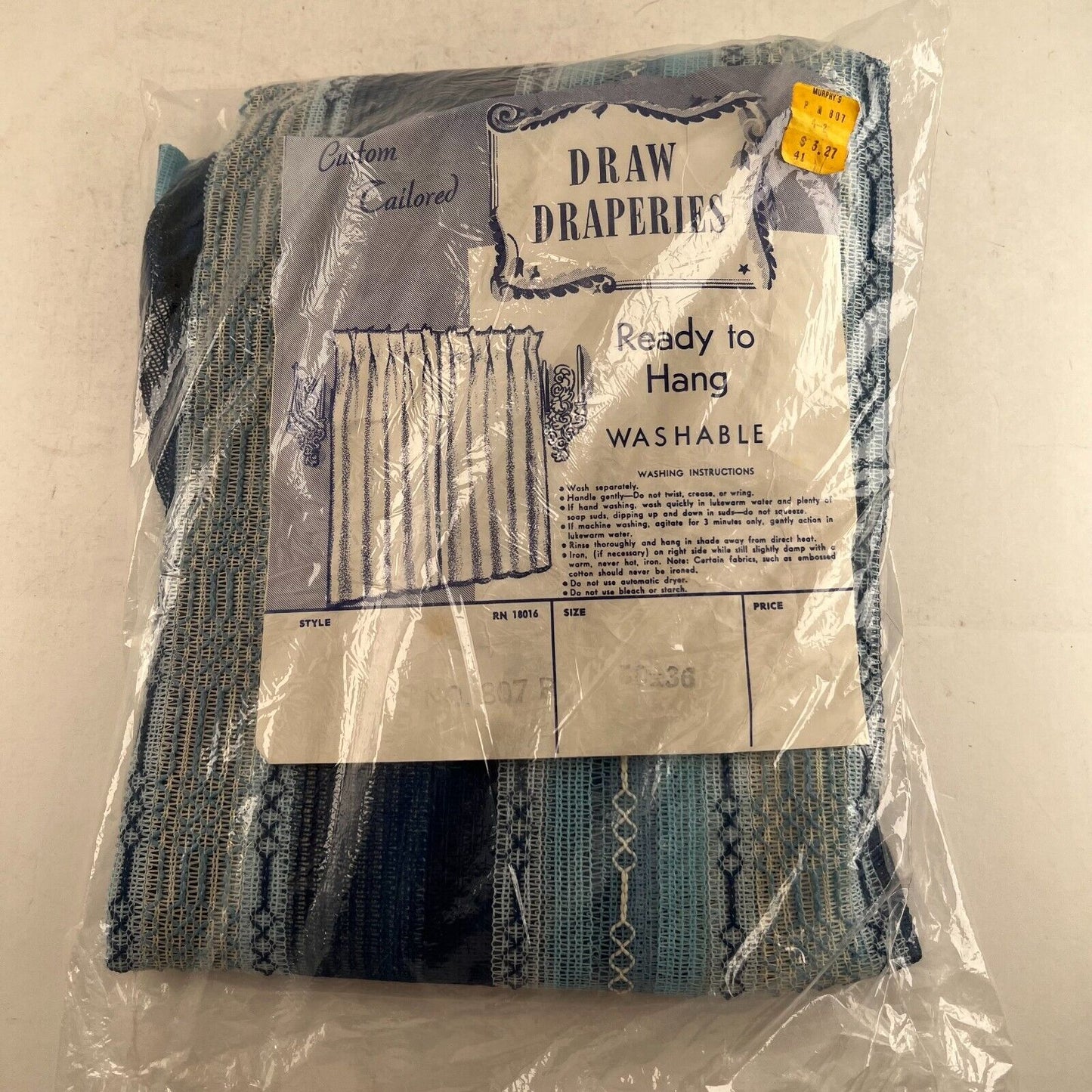 Custom Tailored Draw Draperies Pair Ready To Hang Washable 30 x 36" Blue