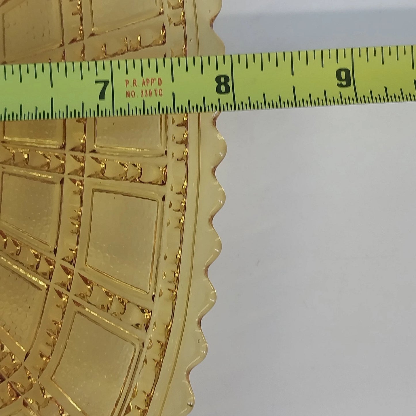 Imperial Glass Square Beaded Block Amber Plate Art Deco Starburst 1930s Vintage