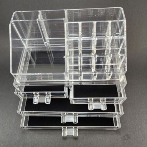 Sodynee 2 Piece Makeup Cosmetic Clear Organizer Storage Drawers 9½" x 5¾" x 7¼"