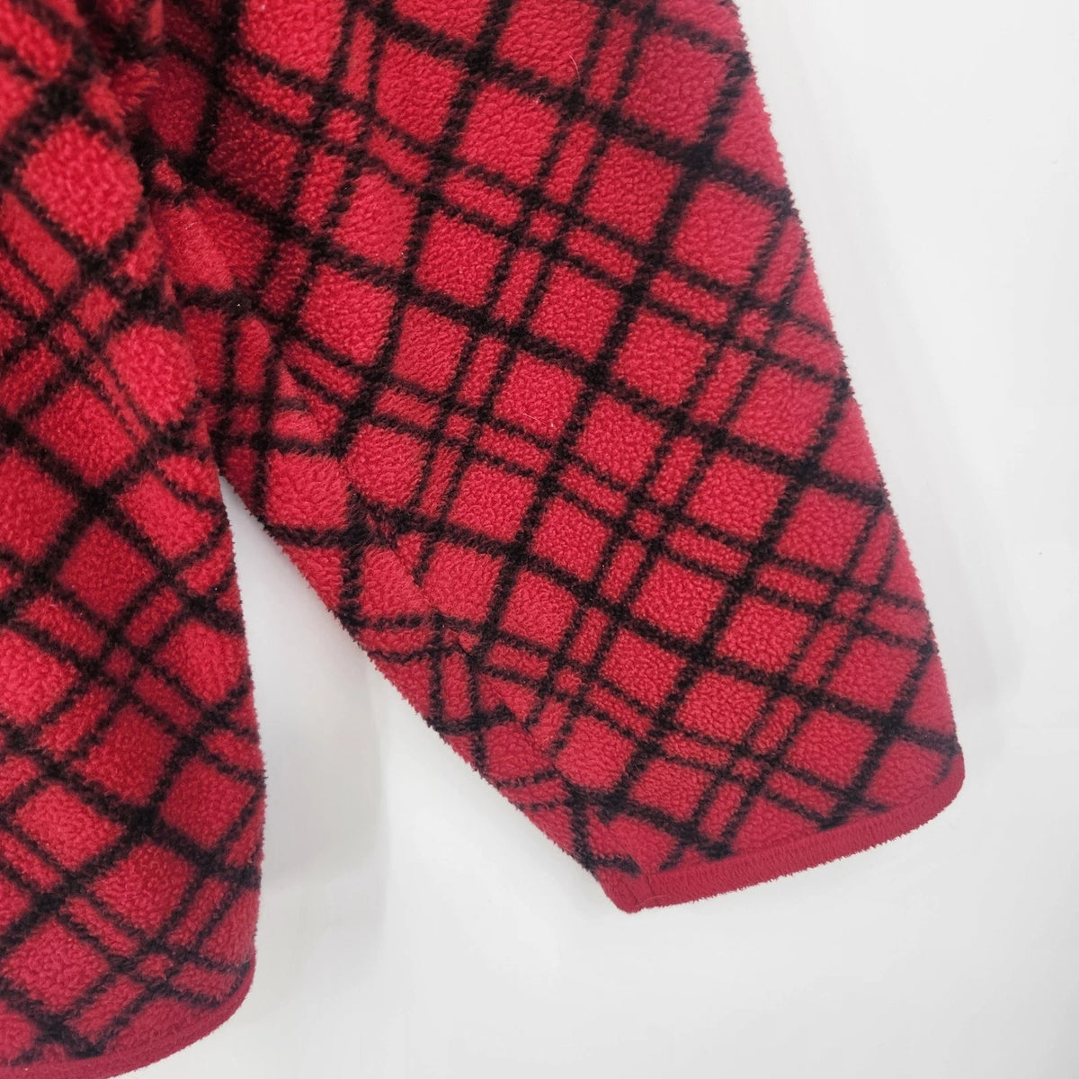 Karen Scott Sport Women's Fleece Jacket Large Red Black Plaid Full Zip Pockets