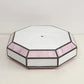 Octagon Leaded Stained Glass Ceiling Lamp Shade Pink White Slag Glass 13”x11"