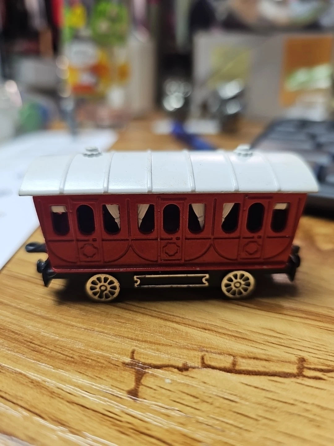 Majorette ECG Train Car Passenger Coach Red 1.87 Scale France 2.75" Vintage