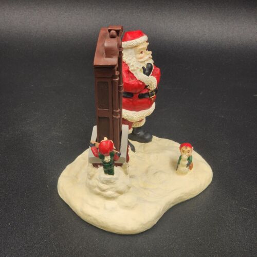 Christmas Chimney Clock Figurine 1999 Howard Miller Up On The House Top 645-415