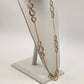 Gold Tone Curb Link Chain w Round Gilded Circle Open Loops Pendant 20" Necklace