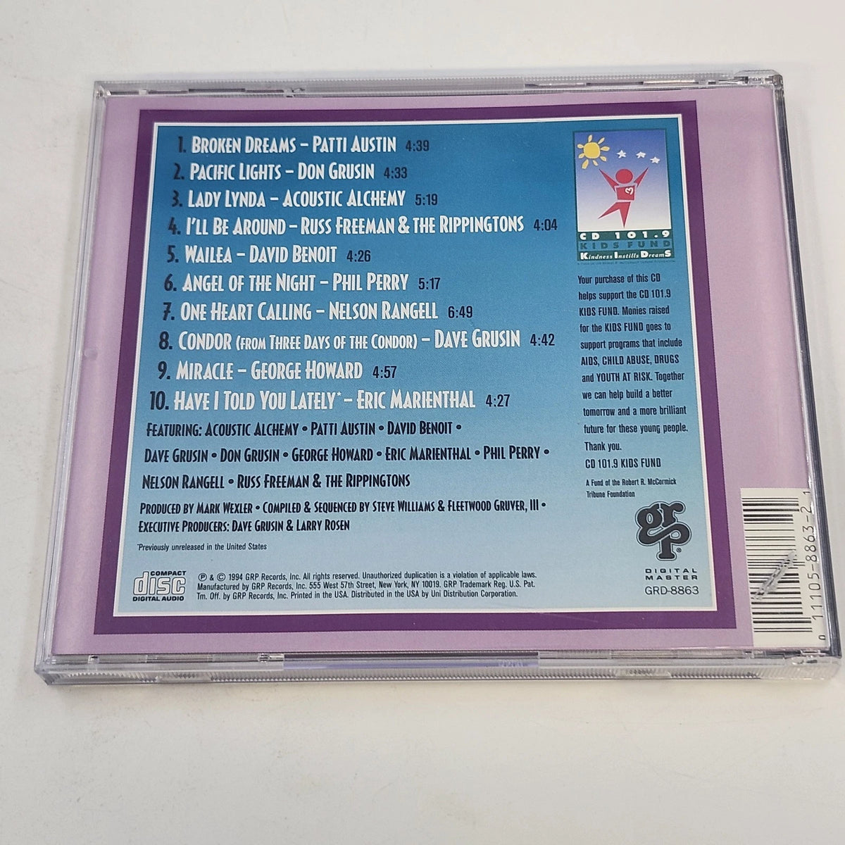 GRP Today's Cool Jazz CD 101.9 Volume 6 GRD-8863 Smooth Jazz Fusion 1994 Vtg