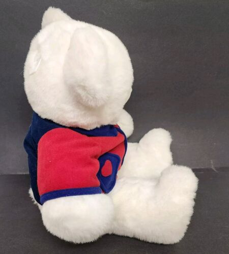 White Plush Teddy Bear 2001 Stuffed Animal Toy 24" Red Sweater JC Penney Vintage